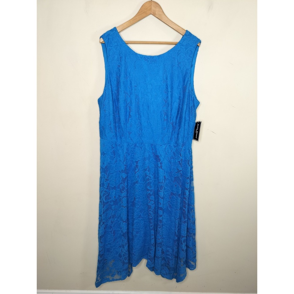 Jessica‎ Howard Blue Floral Lace Dress Midi Party Cocktail
